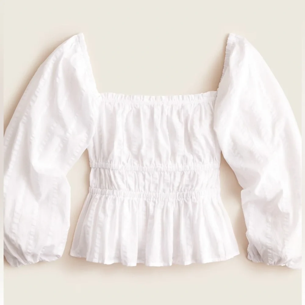 J.Crew White Cotton Puff Sleeve Blouse size S